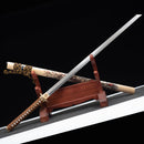 Handmade Chokuto Ninjato Straight Sword Folded Damascus Steel Blade Flower-Ninjato-Masahiro Katana-Samurai Sword Store