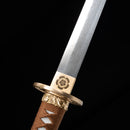 Handmade Chokuto Ninjato Straight Sword Folded Damascus Steel Blade Flower-Ninjato-Masahiro Katana-Samurai Sword Store