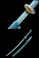 Handmade Japanese Katana Sword 1045 Carbon Steel With Teal Blade And Scabbard-Katana-Showhigh-Samurai Sword Store