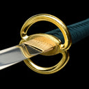 Handmade Japanese Katana Sword 1060 Carbon Steel With Musashi Tsuba Green Gold-Katana-Masahiro Katana-Samurai Sword Store