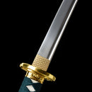 Handmade Japanese Katana Sword 1060 Carbon Steel With Musashi Tsuba Green Gold-Katana-Masahiro Katana-Samurai Sword Store