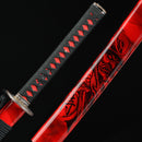 Handmade Japanese Sword T10 Folded Clay Tempered Steel With Red Scabbard-Katana-Showhigh-Samurai Sword Store