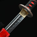 Handmade Japanese Sword T10 Folded Clay Tempered Steel With Red Scabbard-Katana-Showhigh-Samurai Sword Store
