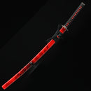 Handmade Japanese Sword T10 Folded Clay Tempered Steel With Red Scabbard-Katana-Showhigh-Samurai Sword Store