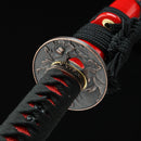 Handmade Japanese Sword T10 Folded Clay Tempered Steel With Red Scabbard-Katana-Showhigh-Samurai Sword Store
