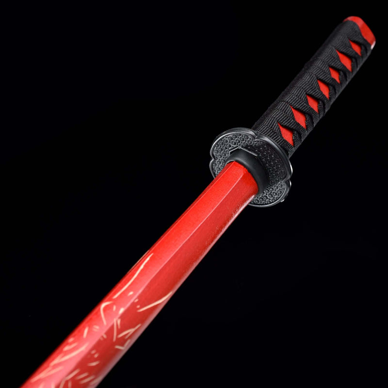 Handmade Red Dragon Wooden Bokken – Kendo Stick for Iaido, Daito Practice, Sparring & Katana Training