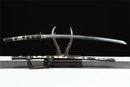 Japanese Tachi Sword Damascus Steel Real Hamon Full Tang Clay Tempered Katana-Katana-Showhigh-Samurai Sword Store