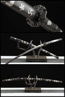 Japanese Tachi Sword Damascus Steel Real Hamon Full Tang Clay Tempered Katana-Katana-Showhigh-Samurai Sword Store