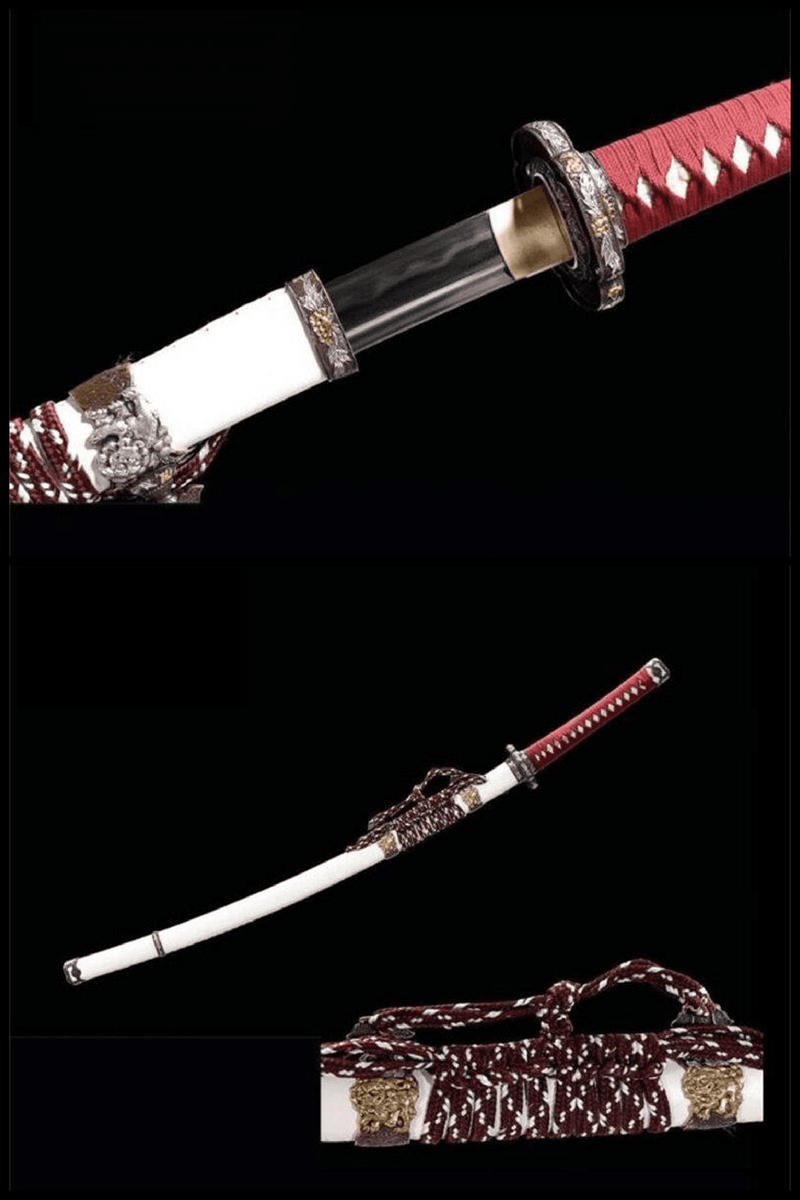 Handmade Japanese Tachi Sword T10 Real Hamon Clay Tempered Red Dawn Katana