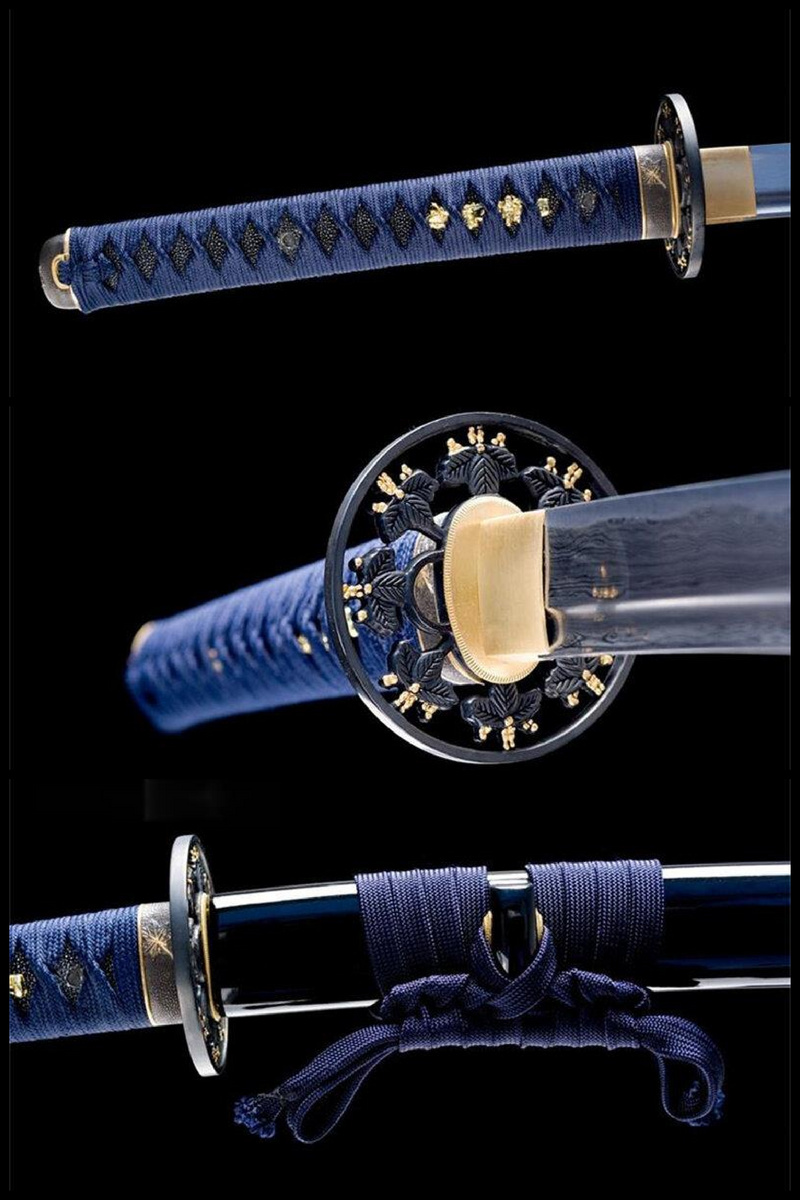 Hand Made High Quality Damascus Steel Katana Blue